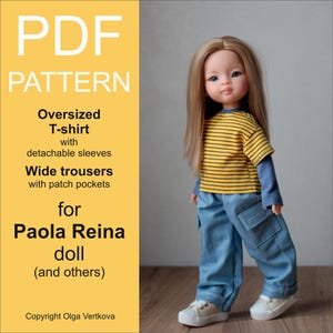 Doll Clothes Pattern: Oversized T-shirt & Patch Pocket Trousers (PDF Pattern)