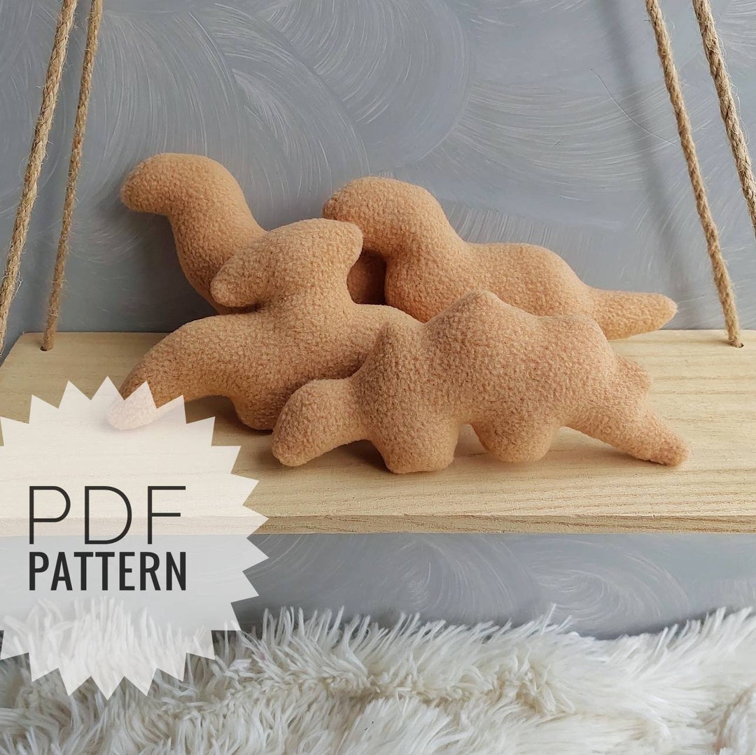 Dino Chicken Nugget Pdf Pattern Sewing Tutorial Cute Stuffed Dinosaur