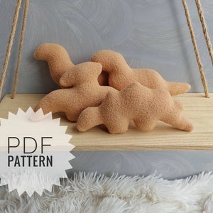 Dino chicken nugget Pdf pattern sewing tutorial cute stuffed dinosaur pattern easy pattern