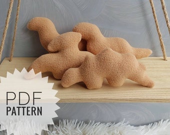 Dino chicken nugget Pdf pattern sewing tutorial cute stuffed dinosaur pattern easy pattern