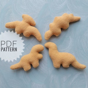 Easy Dino chicken nuggets Pdf pattern sewing tutorial cute stuffed dinosaur pattern dino gecor
