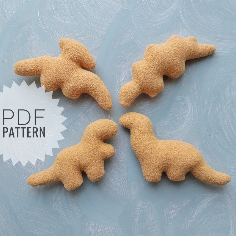 Easy Dino chicken nuggets Pdf pattern sewing tutorial cute image 1