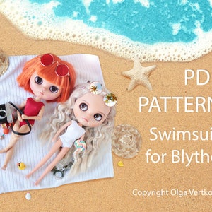 Swimsuit for Neo Blythe, Azone S, Licca doll, Swimsuit Patterns PDF, Blythe clothes pattern