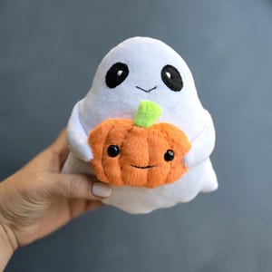 Ghost with Pumpkin Sewing Pattern: Halloween Plush Toy (PDF Pattern)