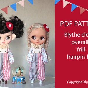Blythe clothes pattern PDF, clown overalls for Blythe doll