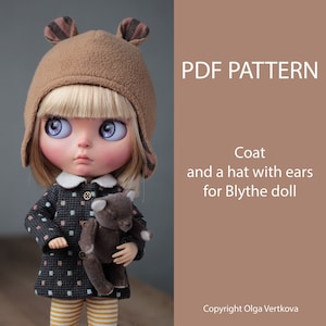 Wzory PDF Płaszcz i czapka z uszami dla Neo Blythe, lalki Licca, Azone S