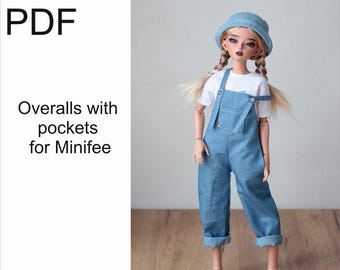 Pattern PDF overalls with pockets for Minifee and MSD BJD doll