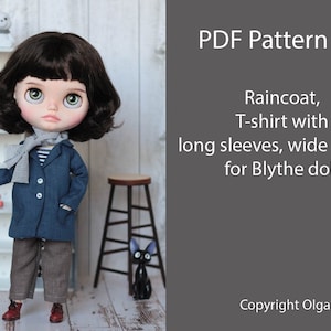 Blythe Doll Clothes Pattern: Raincoat, T-Shirt & Chinos (PDF Pattern)