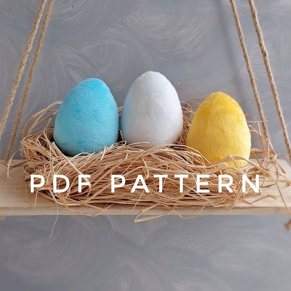 Easter eggs 2 sizes pdf pattern DIY decor sewing pdf tutorial cute stuffed plushie pattern easy pattern easter home decor peeps decorating