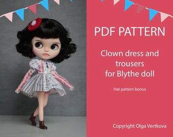 Patterns PDF clowness dress and trousers for Blythe doll