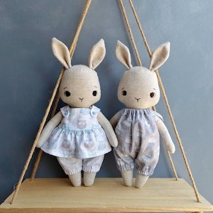 Cute stuffed bunny pattern with clothes pdf pattern and tutorial, rabbit pattern, easter bunny, stuffed animal pattern, easy pattern