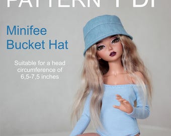 Panama Bucket Hat PDF Pattern for Minifee Dolls (6.5-7.5 in Head Circumference)