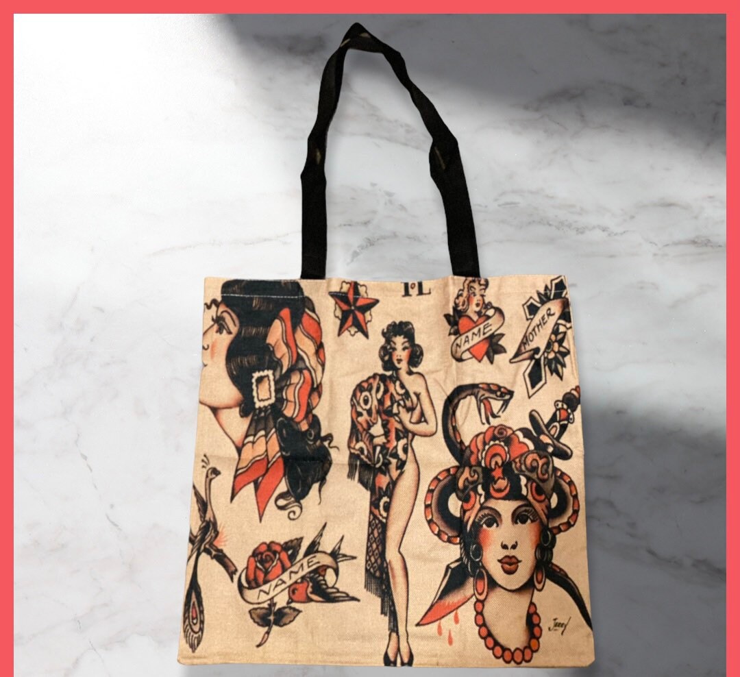 Vintage Classic Print Tote Bag, Large Capacity Fashionable Simple