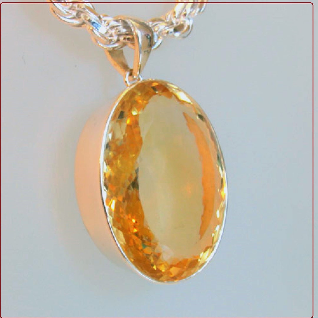 Exclusive 925 Sterling Silver YELLOW CITRINE Pendant Gemstone Etsy