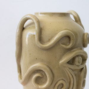 Sculptural Handmade Ceramic Vase, Stoneware, green lemon, Sculptural vase image 5