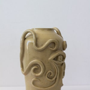 Sculptural Handmade Ceramic Vase, Stoneware, green lemon, Sculptural vase image 6