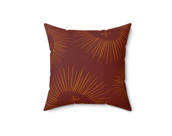 Stellar Sun pillow, Faux Suede Square Pillow, burgandy pillow, home decor