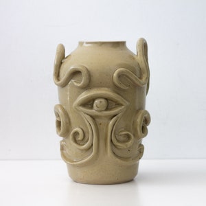 Sculptural Handmade Ceramic Vase, Stoneware, green lemon, Sculptural vase image 4