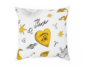 Stellar Universe pillow, zodiacs, universe