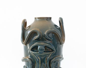 Culthu Handmade Ceramic Vase, Stoneware, Rustic blue, Sculptural vase