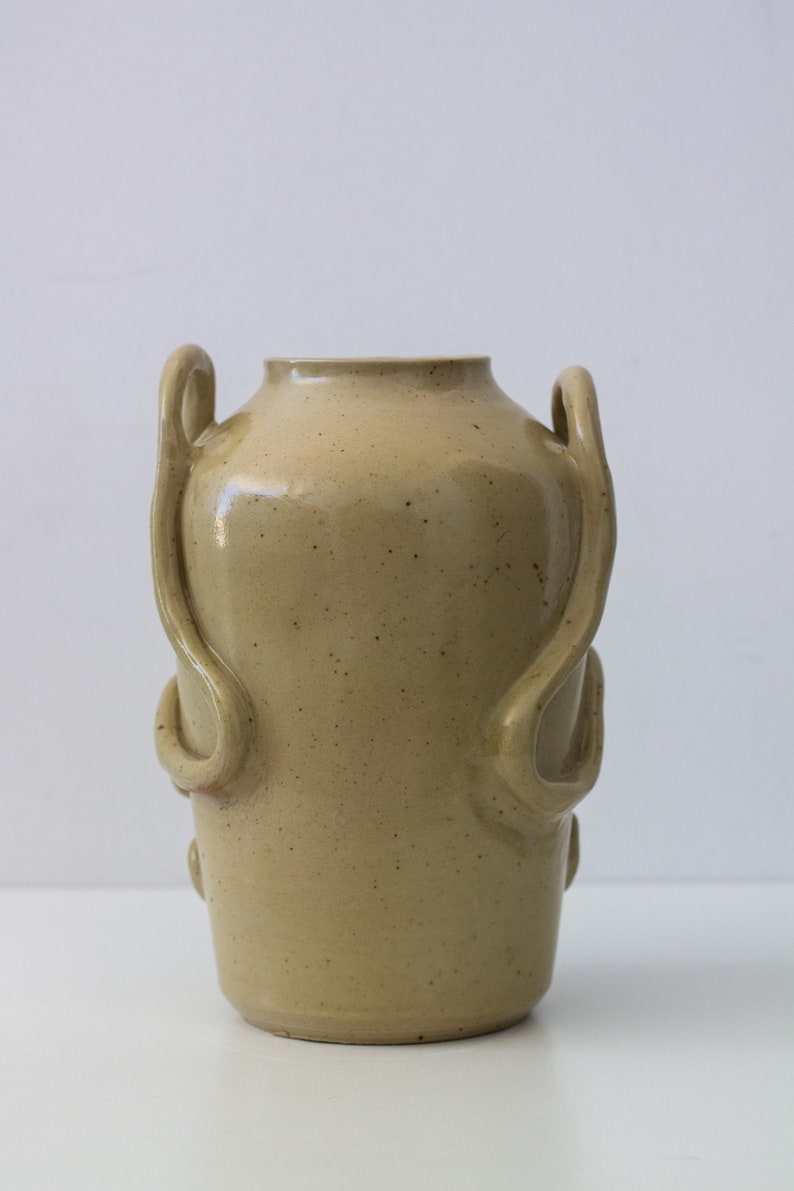 Sculptural Handmade Ceramic Vase, Stoneware, green lemon, Sculptural vase image 7