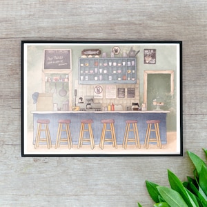 8,5 Zoll x 11 Zoll Kunstdruck - Coffee at Luke’s