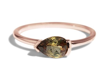 925 Solid Silver Ring Pear Cut Gemstone Ring For Women Tourmaline Women ring Natural Brown Tourmaline Ring Christmas Or New Year Gift