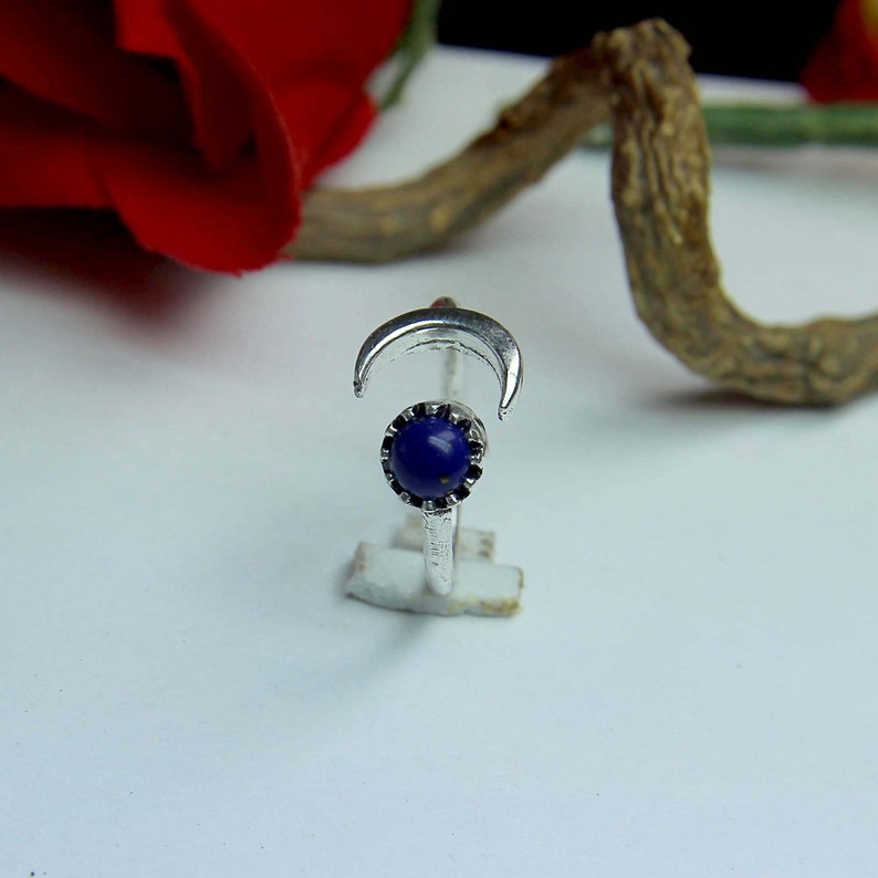 4x4 mm Natural Lapis Lazuli Handmade Ring-925 Solid Silver Ring-Gemstone Ring-Birthstone Ring-Lapis Adjustable Ring-Moon /& Star Ring