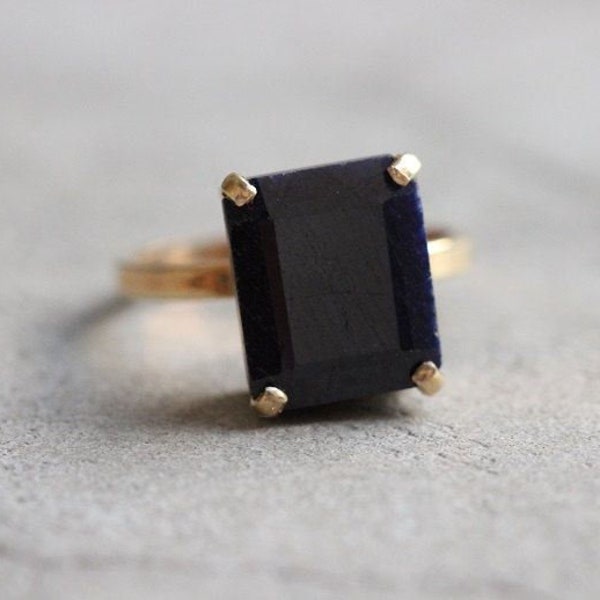 14K Solid Gold/Black Onyx Gemstone Ring-Handmade Ring-925 Sterling Silver Ring-Wedding & Engagement Ring-Anniversary Gift For Her