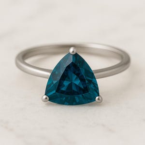 London blue topaz Ring, 925 sterling silver ring, Topaz Trillion Cut gemstone Ring, Statement Prong Ring, Women Minimalist ring,Gift for her