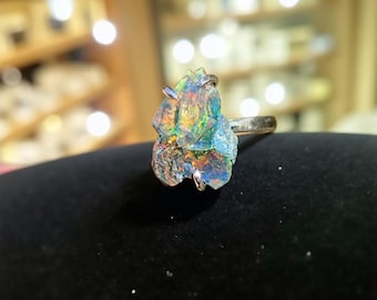 天然オパール原石リング - 925スターリングシルバーリング - 天然