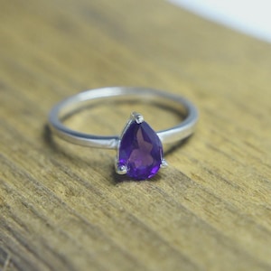 Natural Amethyst Ring, 925 Sterling Silver Ring, Statement Ring, Handmade Women Ring, Purple Amethyst Ring, Minimalist Ring, Gift For Her