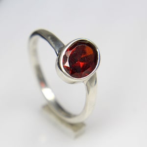 Oval Garnet Ring-7x5 mm Natural Garnet Oval Handmade Ring-Sterling Silver Ring-Gift For Her-Designer Ring-January Birthstone Ring
