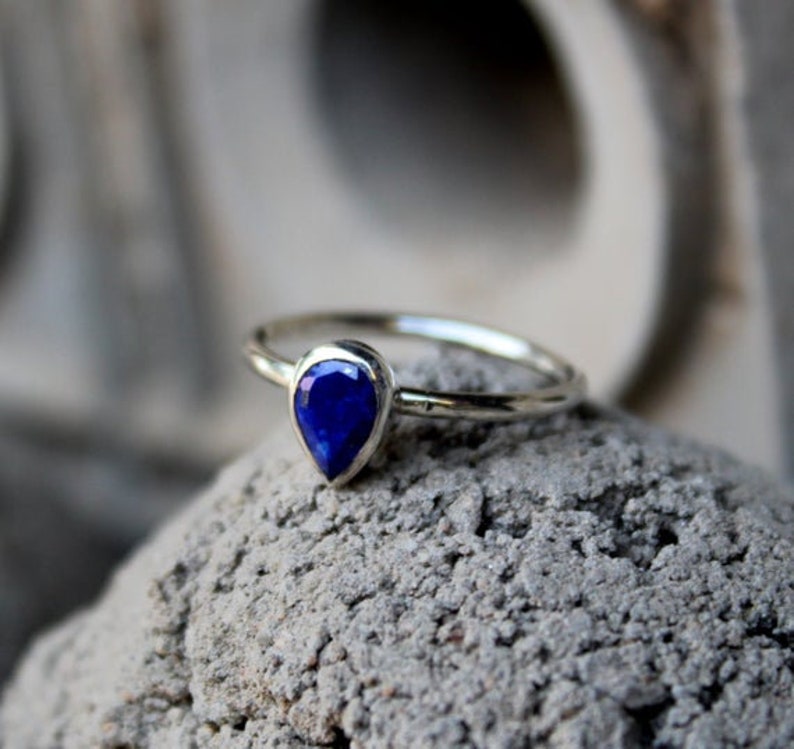 Natural Lapis Lazuli Ring-925 Silver Ring-September Birthstone Ring-Sterling Silver Ring-Gift For Her-Stacking Ring-Unique Jewelry-Handmade