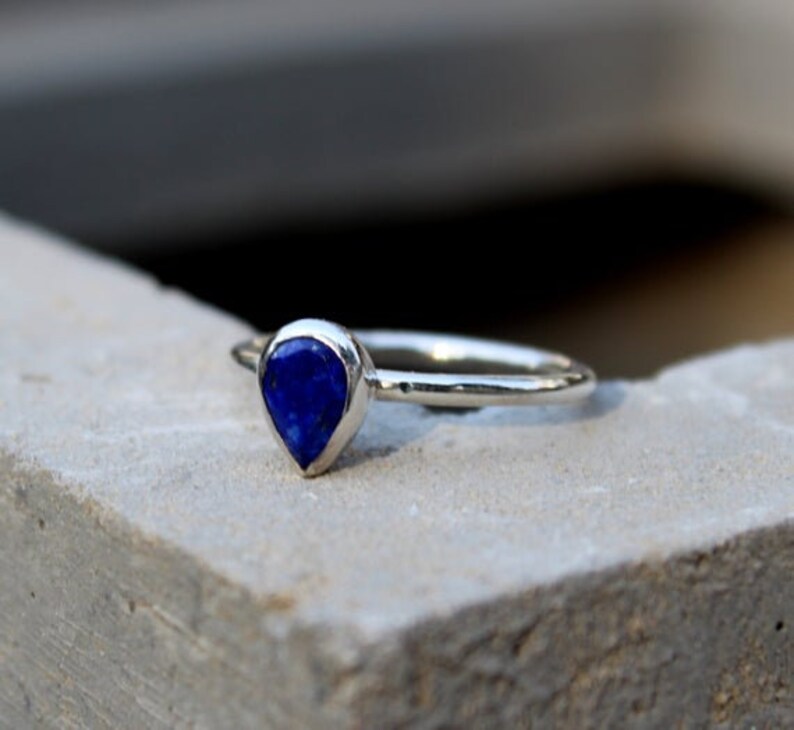 Natural Lapis Lazuli Ring-925 Silver Ring-September Birthstone Ring-Sterling Silver Ring-Gift For Her-Stacking Ring-Unique Jewelry-Handmade