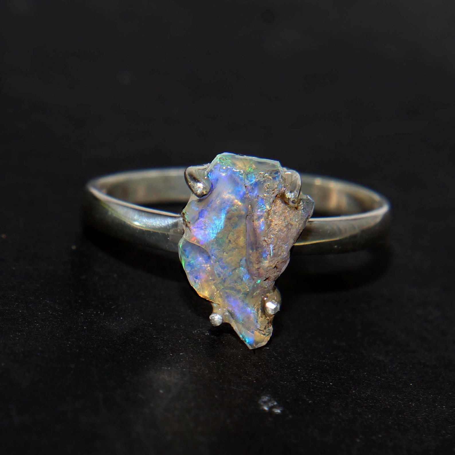Natural Opal Rough Ring-925 Sterling Silver Ring-raw Opal - Etsy
