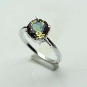 14k Solid Gold/Natural Green Tourmaline 925 Solid Silver Handmade Ring-Tourmaline Ring-Gift For Her-Designer Ring-Birthstone Ring.