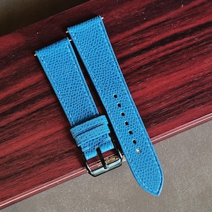 Blue Epsom Leather Watch Straps, Premium Handmade Leathers Watch Bands - 24mm, 22mm, 21mm, 20mm, 19mm, 18mm, 16mm