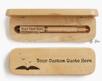 Custom Ballpoint Pen and Case | Handmade Pens made of Natural Maple Wood | Engraved Pen Case | Wooden Pen.