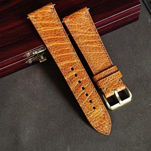 Handmade Orange Ostrich Leg Leather Watch Strap - Burnt Sienna Watch Band