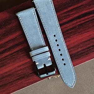 Nubuck Baby Blue Leather Watch straps, Handcrafted Watch Bands  - Various Widths Available- 24mm, 22mm, 21mm, 20mm, 19mm, 18mm, 16mm