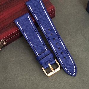 Navy Blue Epsom Leather Watch Straps, Premium Handmade Leathers Watch Bands - 24mm, 22mm, 21mm, 20mm, 19mm, 18mm, 16mm