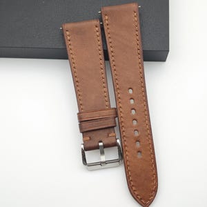 Handmade Cognac Leather Watch Strap: Mozart Watch Band, Various Widths