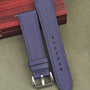 Indigo Epsom Leather Watch Straps - Luxury Mens Watch Bands in Sizes 24mm, 22mm, 21mm, 20mm, 19mm, 18mm, 16mm