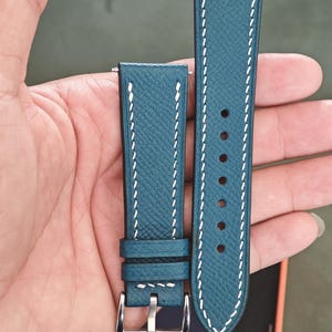 Sapphire Epsom Leather Watch Straps, Premium Blue Handmade Leathers Watch Bands - 24mm, 22mm, 21mm, 20mm, 19mm, 18mm, 16mm