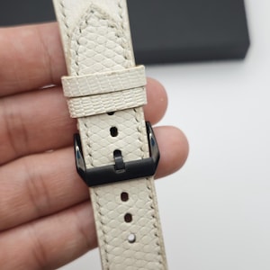 Handmade White Lizard Leather Watch Band – Luxury Exotic Strap