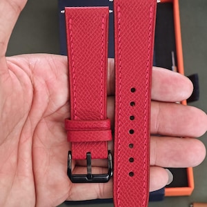 Red Epsom Leather Watch Straps, Premium Red Handmade Leathers Watch Bands - 24mm, 22mm, 21mm, 20mm, 19mm, 18mm, 16mm