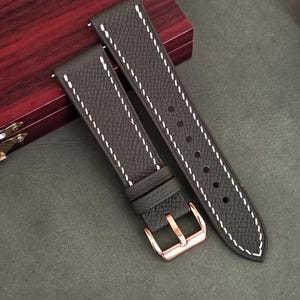 Dark Taupe Epsom Leather Watch straps| Epsom Leather Watch Bands (16mm-24mm)