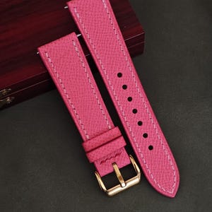 Light Coral Pink Epsom Leather Watch Straps, Premium Handmade Leathers Watch Bands - 24mm, 22mm, 21mm, 20mm, 19mm, 18mm, 16mm