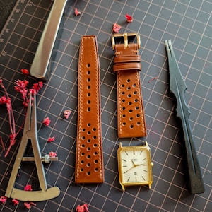Brown Rally Buttero Leather Watch Band: Slim Italian Leather Straps
